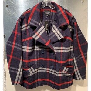 Maxwell Studio Barn Chore Plaid HEAVY Flannel Pea Coat Jacket sz. M New w/Tag
